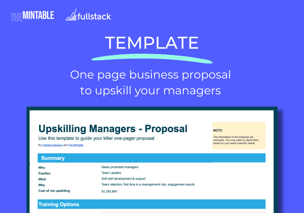 Template: One-page business proposal to upskill your managers